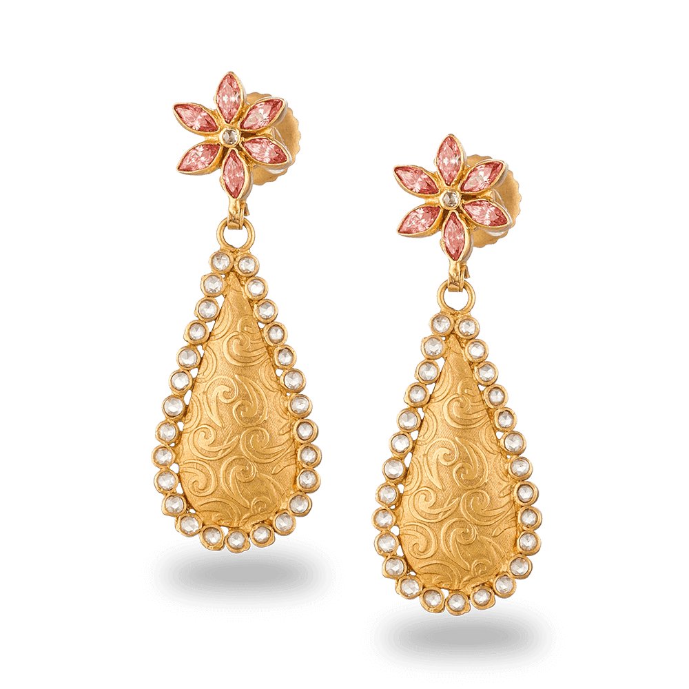 Anusha 22ct Rose Gold Polki Earrings 27979 - Anusha 22ct Rose Gold Polki Earrings