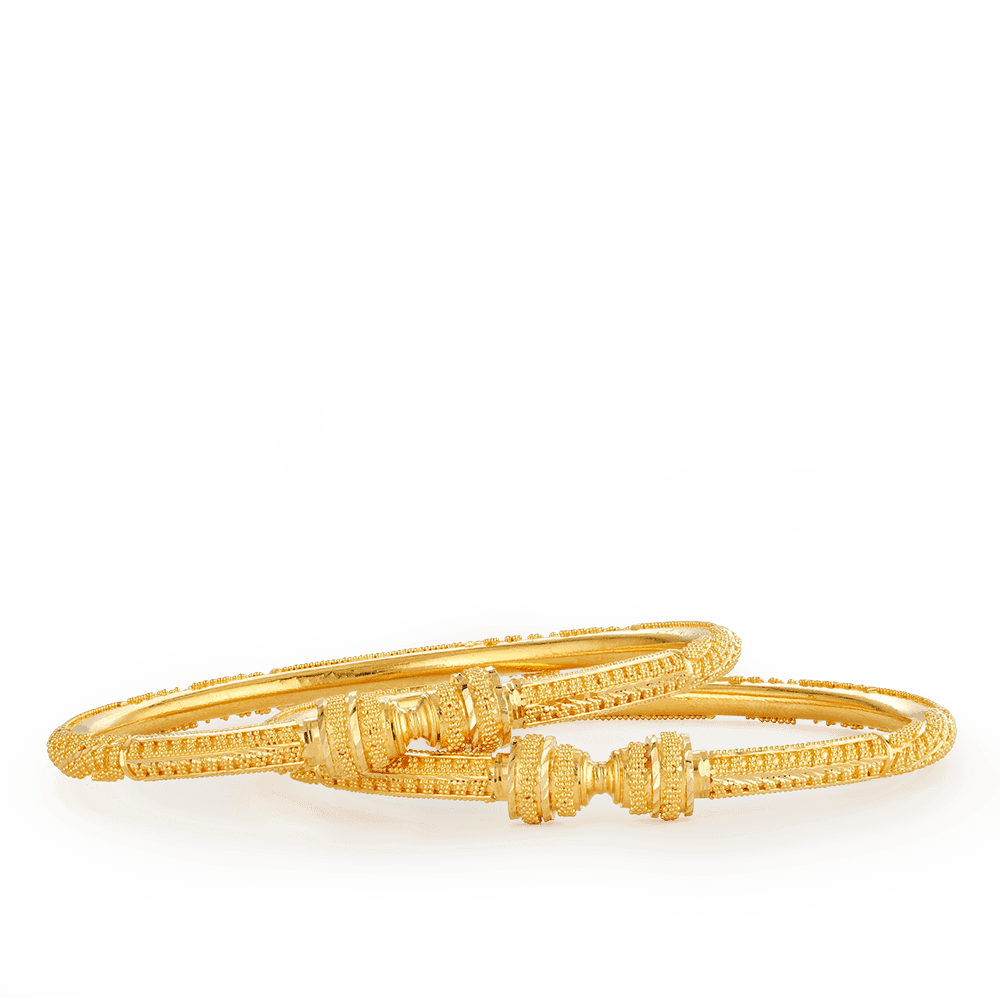 22ct Gold Jali Bauble Kada Bangles 26687,26686 - 22ct Gold Jali Bauble Kada Bangles