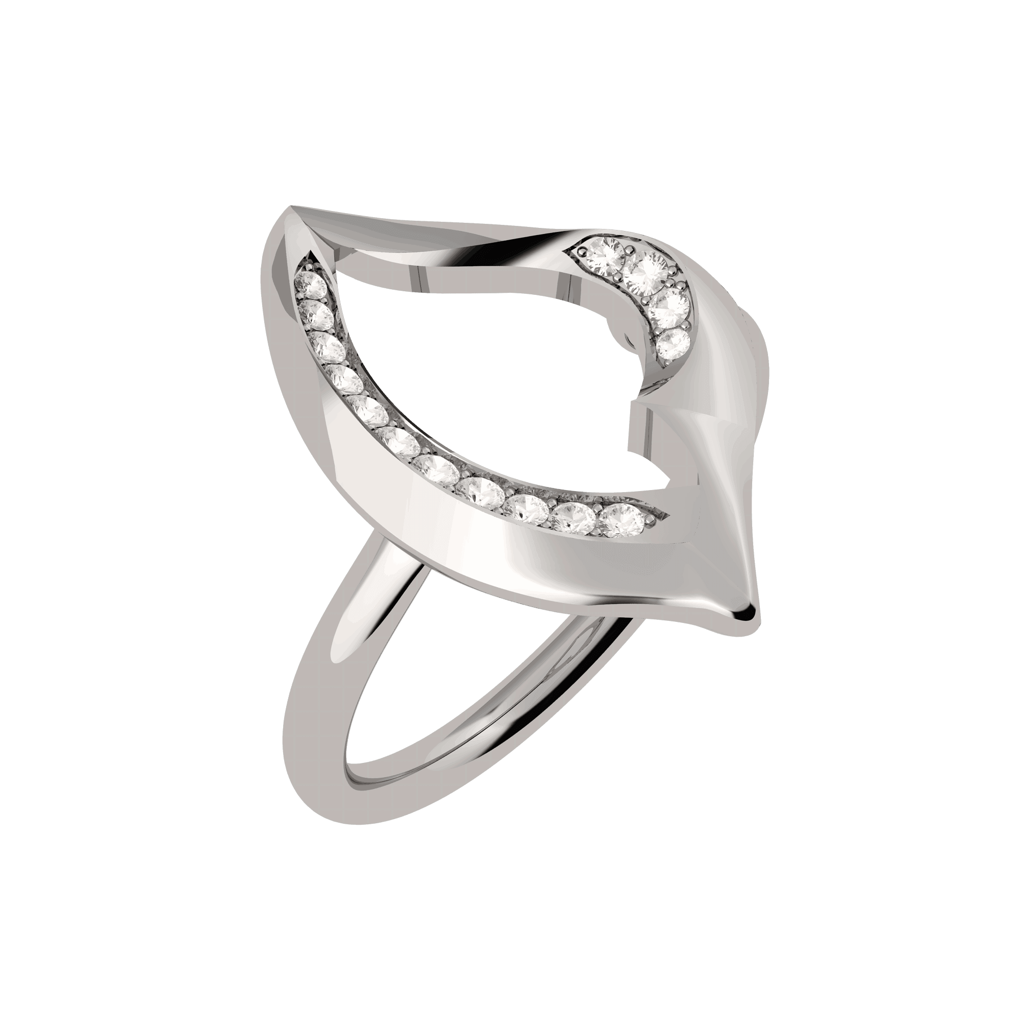 Vinyasa Natural White Gold and Diamond Hollow Ring 27753 - Vinyasa Natural White Gold and Diamond Hollow Ring