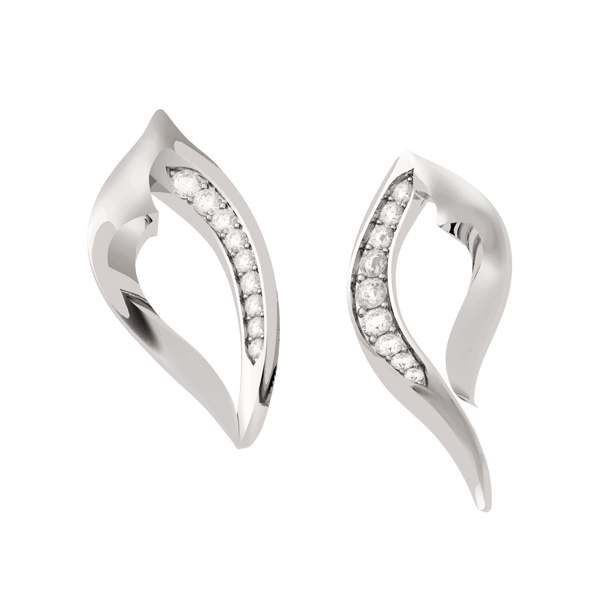 Vinyasa Natural White Gold Assymetric Ear Studs VINEA001 - Vinyasa Natural White Gold Assymetric Ear Studs