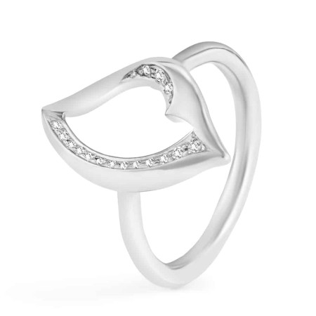 Vinyasa Natural White Gold and Diamond Hollow Ring