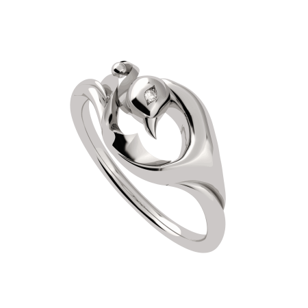 Vinyasa Peacock Ring in Natural White Gold