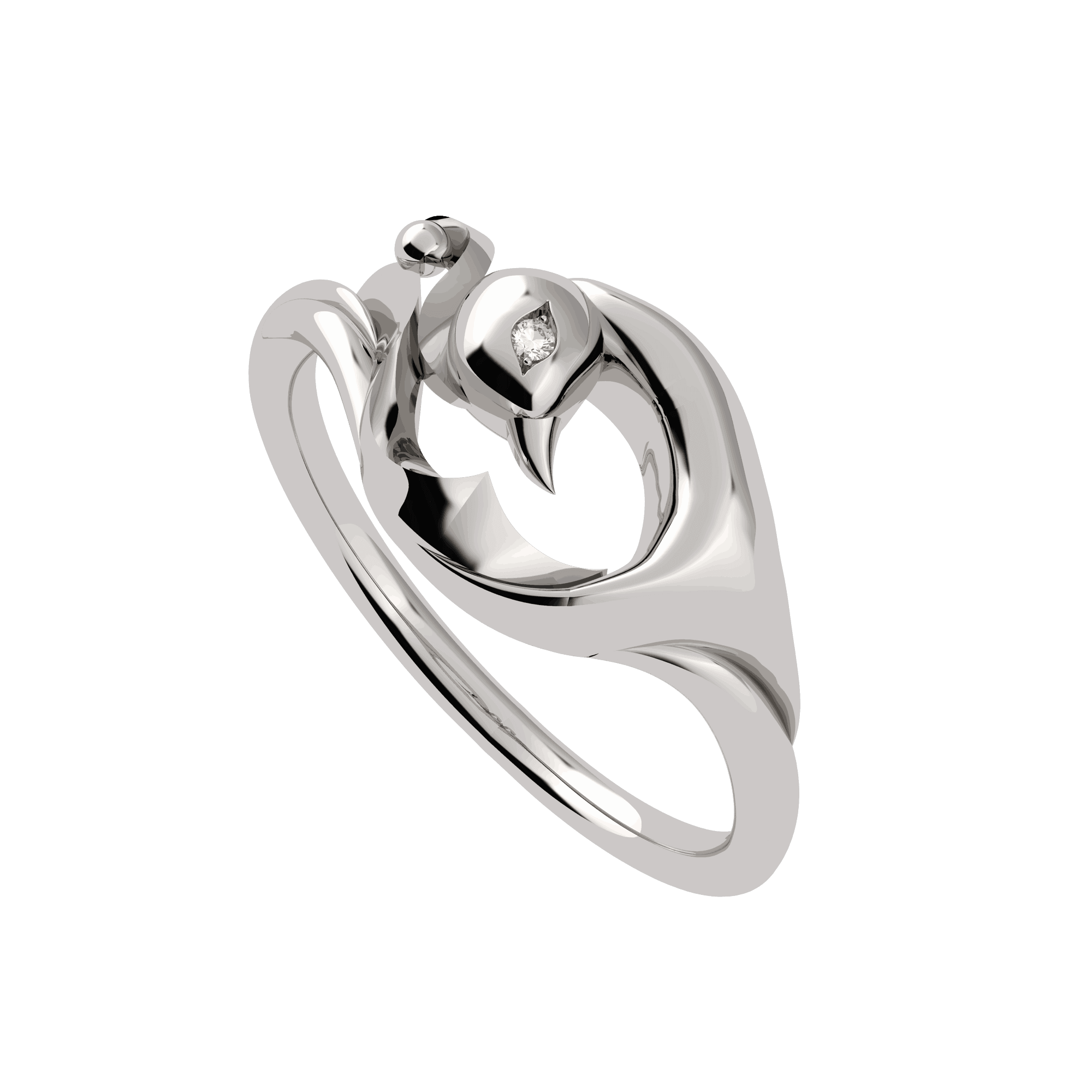 Vinyasa Peacock Ring in Natural White Gold - Vinyasa Peacock Ring in Natural White Gold