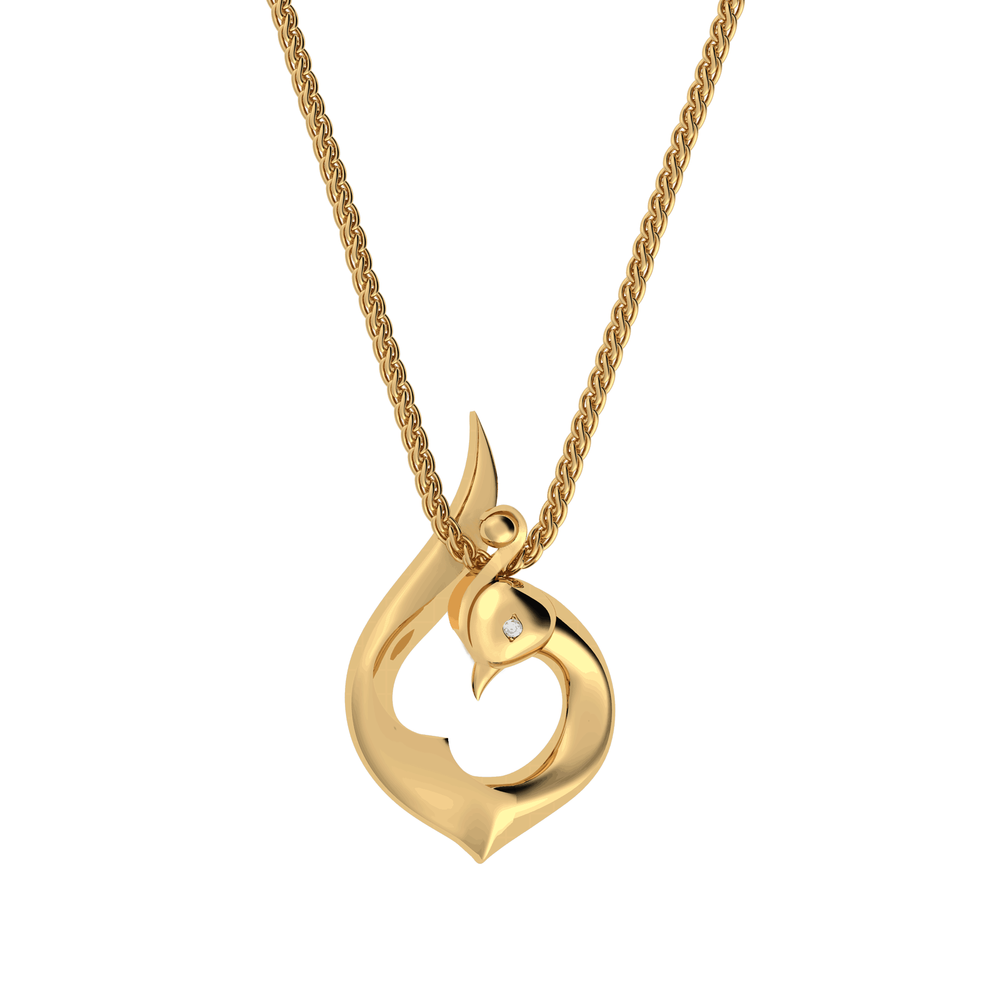Vinyasa Peacock Pendant in Natural Yellow Gold VINNL002 - Vinyasa Peacock Pendant in Natural Yellow Gold