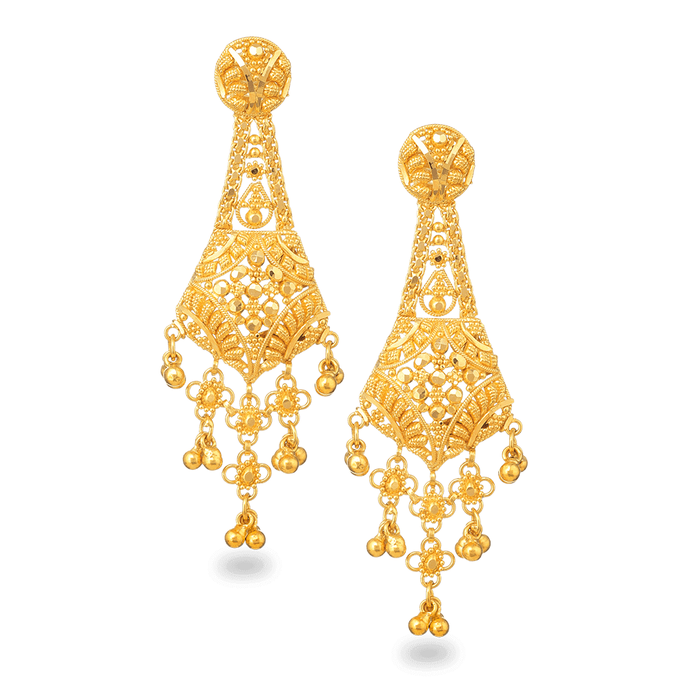 Jali 22ct Gold Filigree Earring - Jali 22ct Gold Filigree Earring