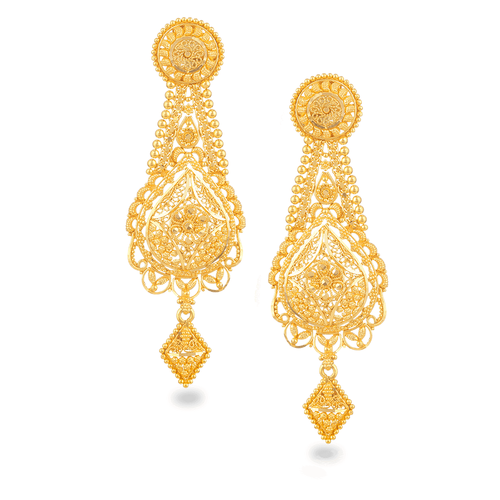 Jali 22ct Gold Filigree Earring 26278 - Jali 22ct Gold Filigree Earring
