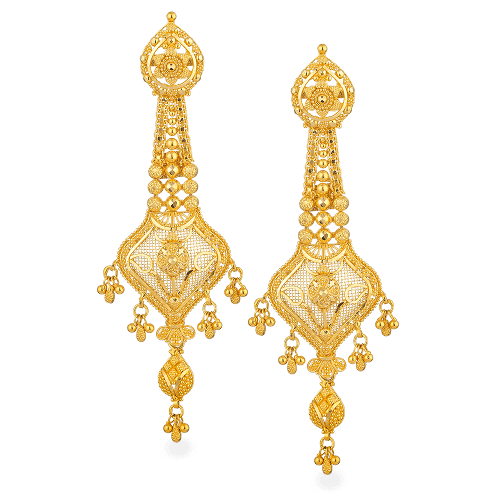 Jali 22ct Gold Filigree Earrings - Jali 22ct Gold Filigree Earrings