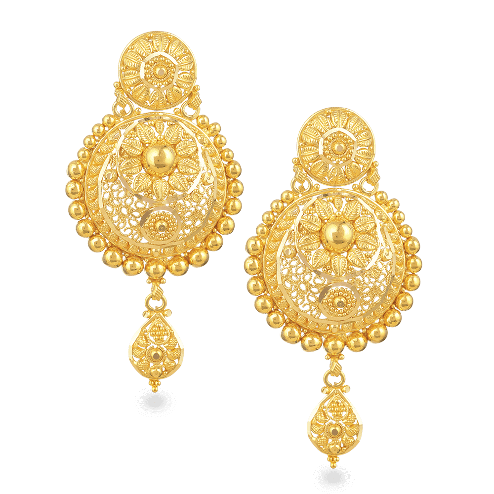 Jali 22ct Gold Filigree Earring - Jali 22ct Gold Filigree Earring