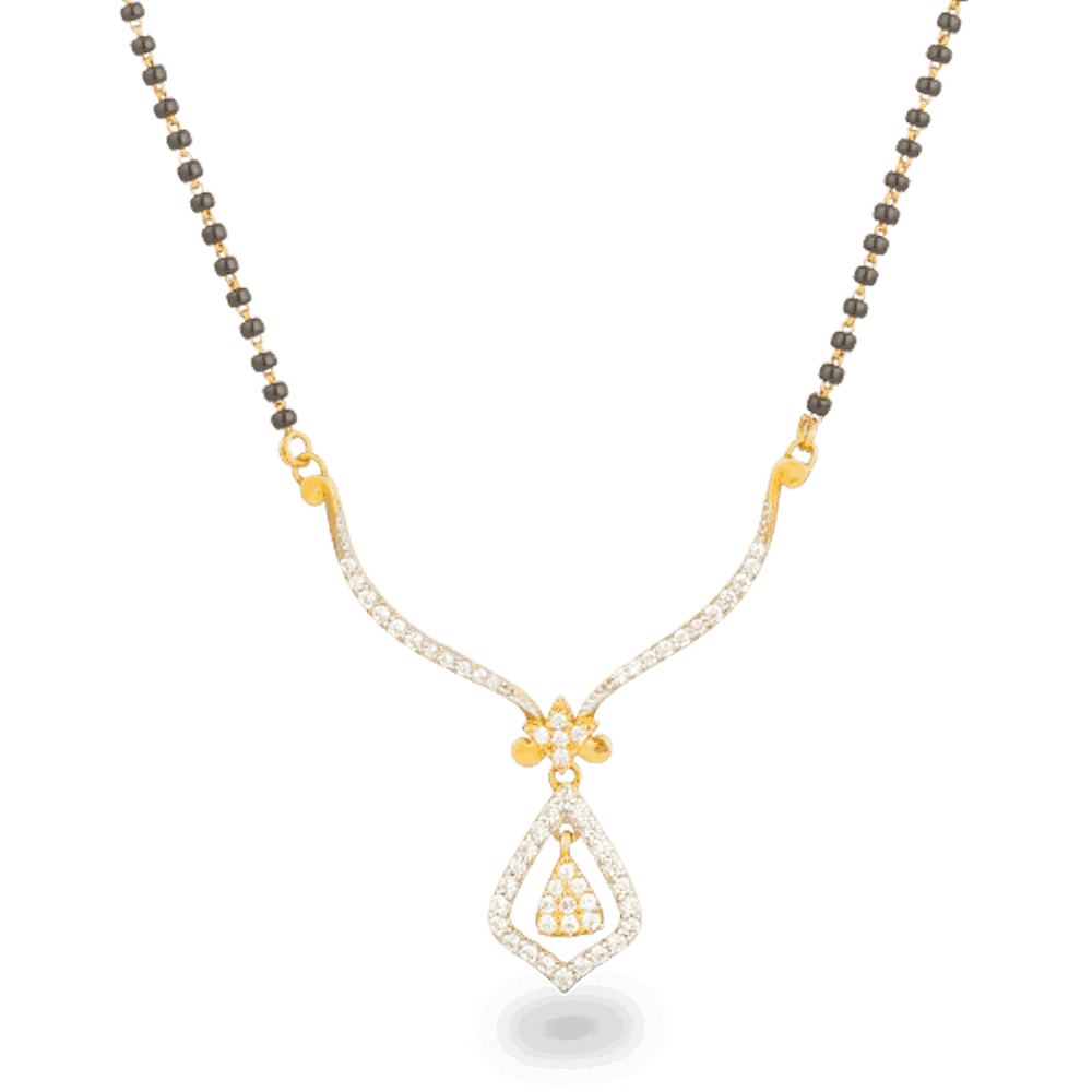 22ct Gold CZ Tanmania Pendant Mangalsutra 19468 - 22ct Gold CZ Tanmania Pendant Mangalsutra