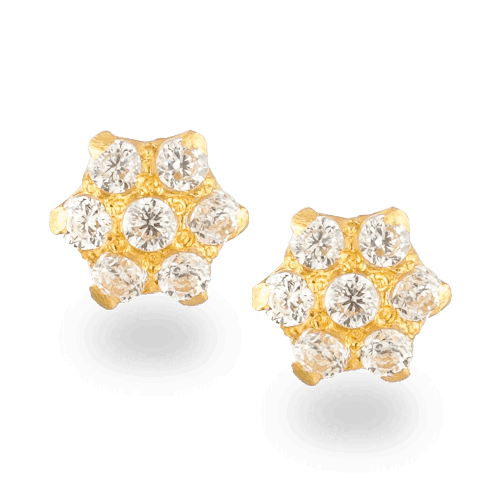 22ct Gold CZ Ear Stud Earring 26032 - 22ct Gold CZ Ear Stud Earring
