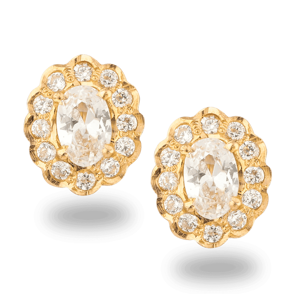 22ct Gold CZ Stud Earring 26904 - 22ct Gold CZ Stud Earring