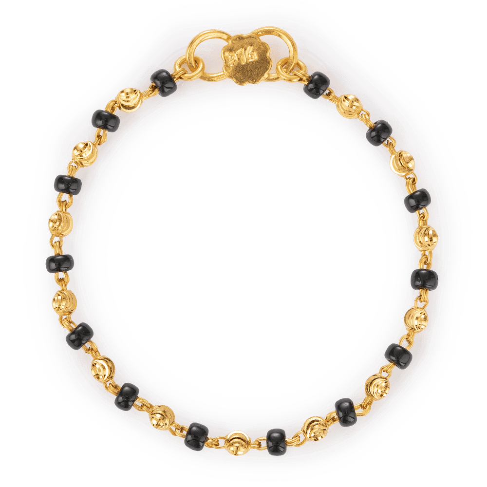 22ct Gold Black Beads Baby Bracelet 27489-1 - 22ct Gold Black Beads Baby Bracelet