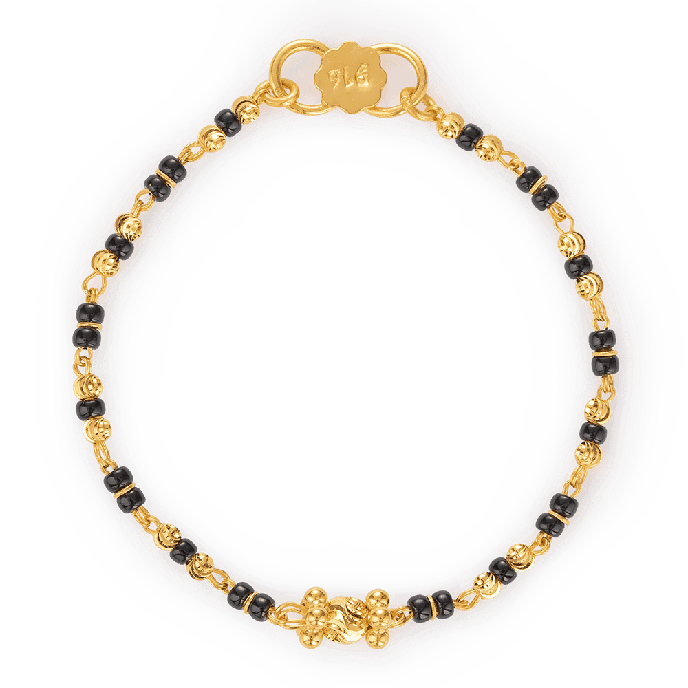 22ct Gold Black Beads Baby Bracelet £14500 Sku27489 1