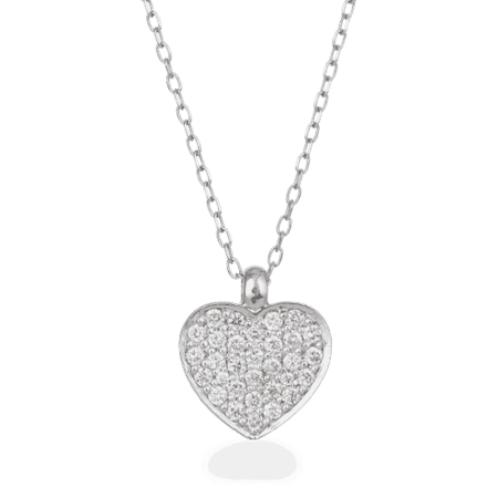 18ct White Gold Diamond Heart Necklace