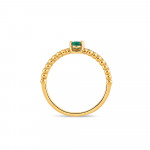 18ct Yellow Gold Ladies Diamond With Emerald Ring | Size M