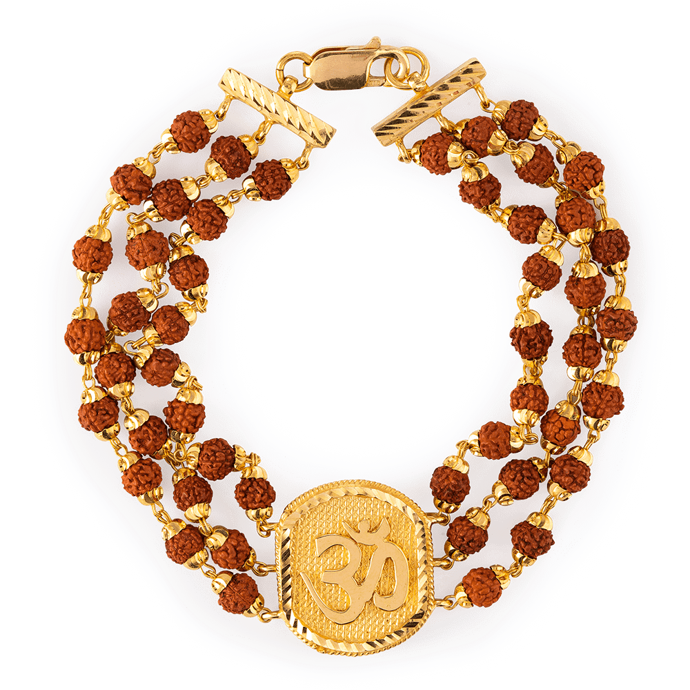 22ct Gold Men's Bracelet With Rudraksha Mala 25586 - 22ct Gold Men's Bracelet With Rudraksha Mala