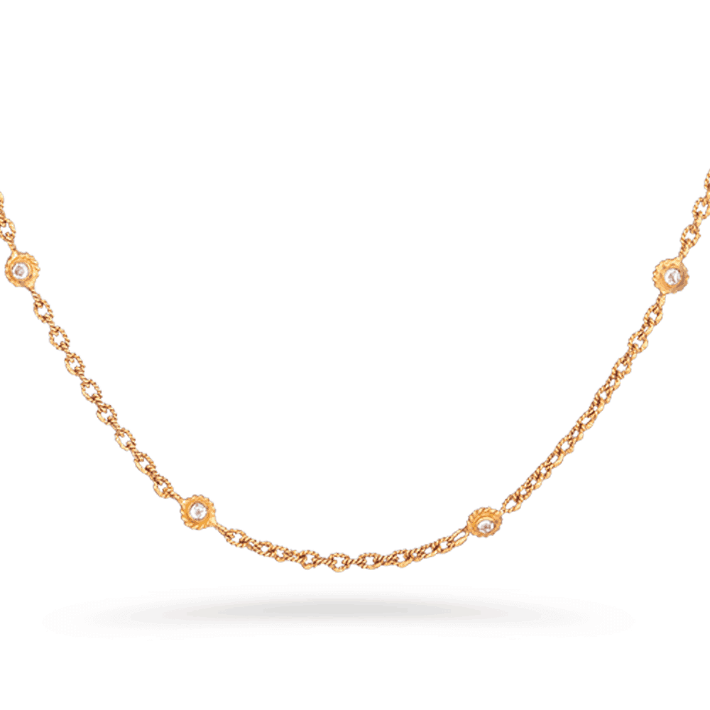 Anusha 22ct Gold Chain With Polki Stones, 22 Inches 27804 - Anusha 22ct Gold Chain With Polki Stones, 22 Inches