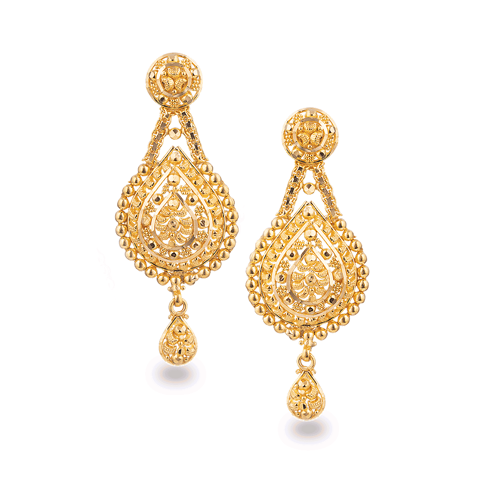 22ct Gold Bridal Earring In Filigree Design 27826 - 22ct Gold Bridal Earring In Filigree Design
