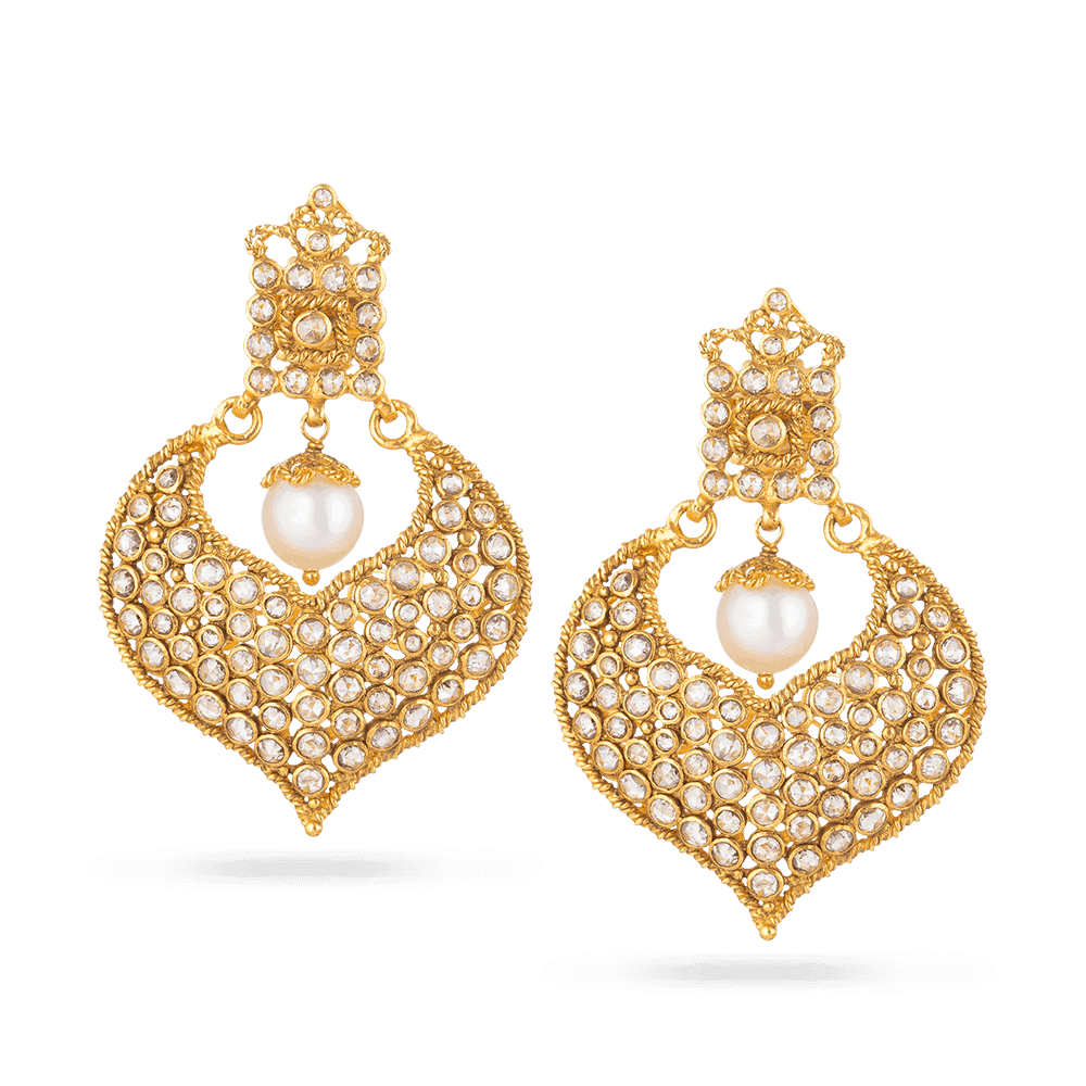 Diya 22ct Gold Uncut Polki Diamond Earrings 27929 - Diya 22ct Gold Uncut Polki Diamond Earrings