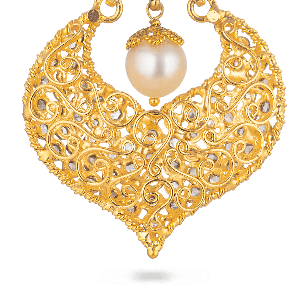 Diya 22ct Gold Uncut Polki Diamond Earrings 27929 - Diya 22ct Gold Uncut Polki Diamond Earrings