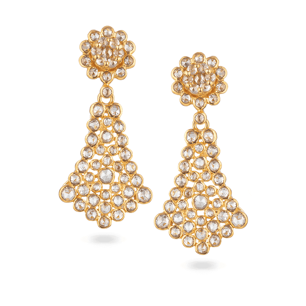 Diya 22ct Gold Uncut Polki Earrings 27934 - Diya 22ct Gold Uncut Polki Earrings