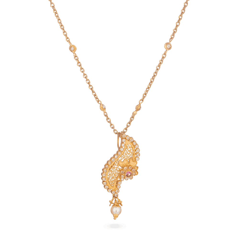Anusha 22ct Gold Pendant with Polki Stones 28074 - Anusha 22ct Gold Pendant with Polki Stones