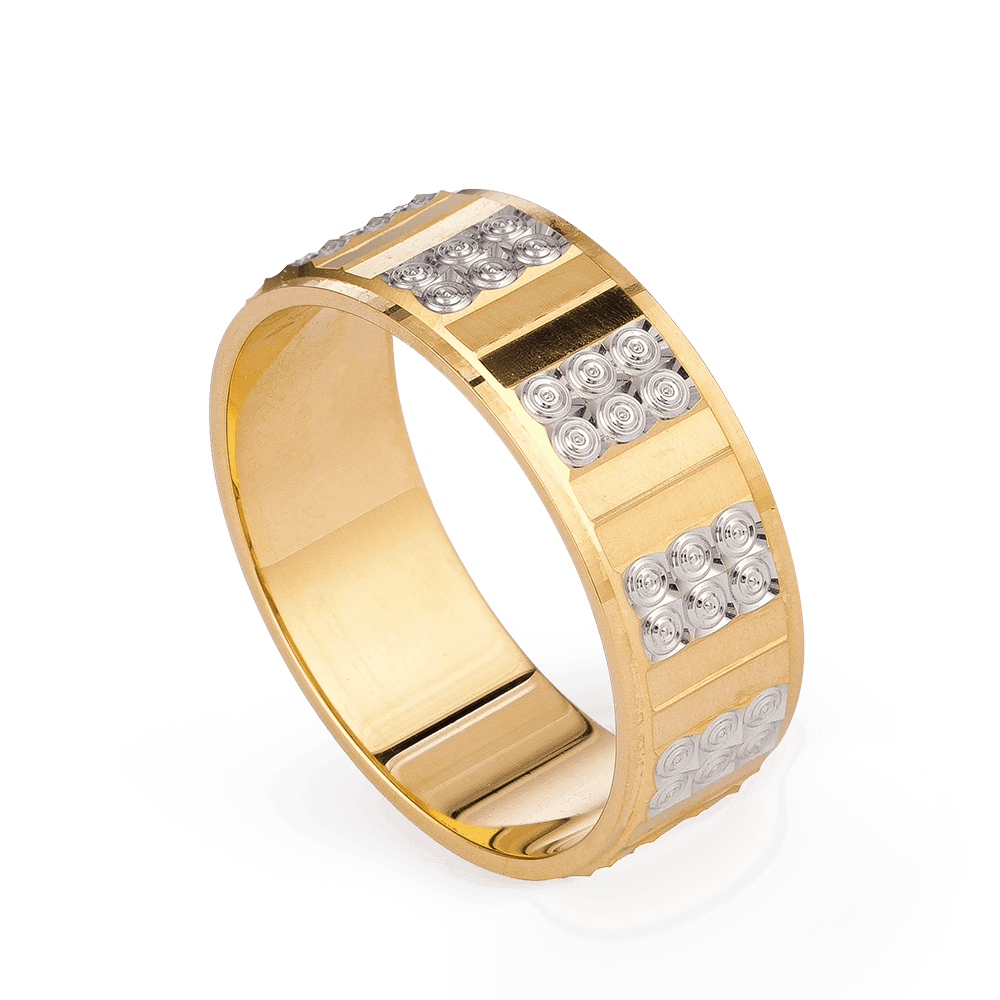22k Gold Band With Rhodium Finish 28234 - 22k Gold Band With Rhodium Finish