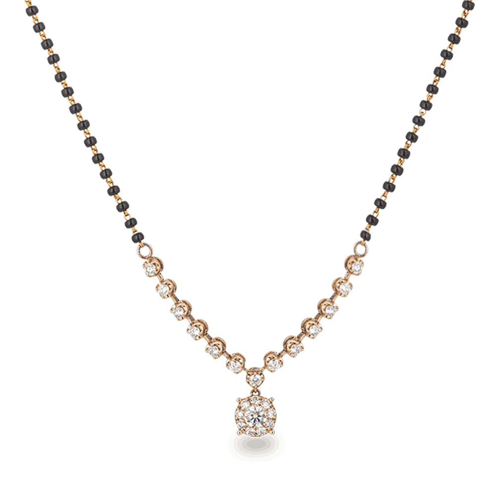 18ct Rose Gold, Black Beaded Mangalsutra with Diamond 25192 - 18ct Rose Gold, Black Beaded Mangalsutra with Diamond