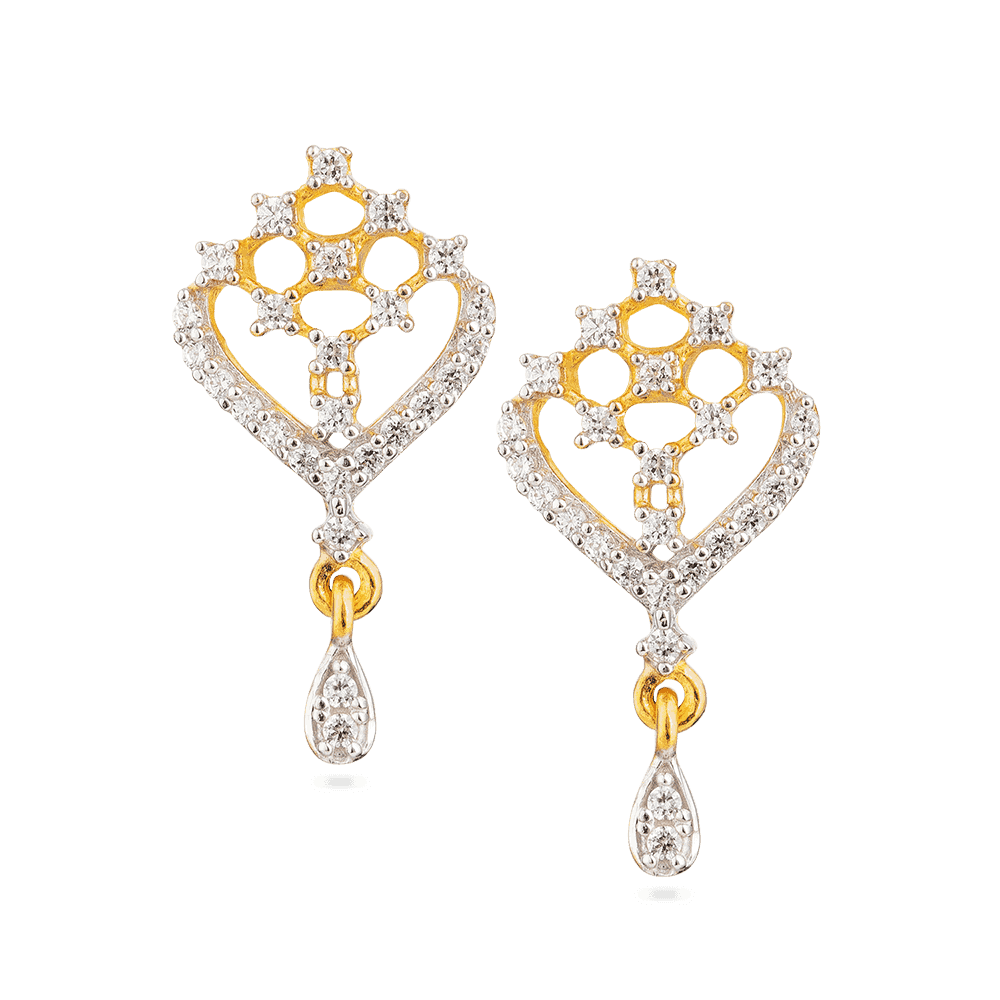 22ct Gold Earring with CZ Stones 27177 - 22ct Gold Earring with CZ Stones
