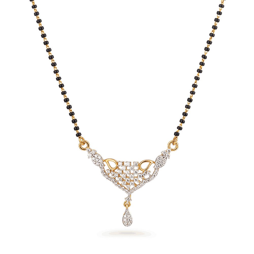 22ct Gold Mangalsutra with CZ Stones Pendant 27302 - 22ct Gold Mangalsutra with CZ Stones Pendant