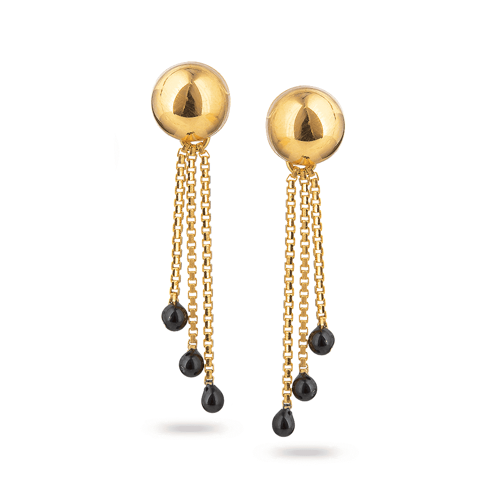 22ct Gold Black-Beaded Earring 27681 - 22ct Gold Black-Beaded Earring