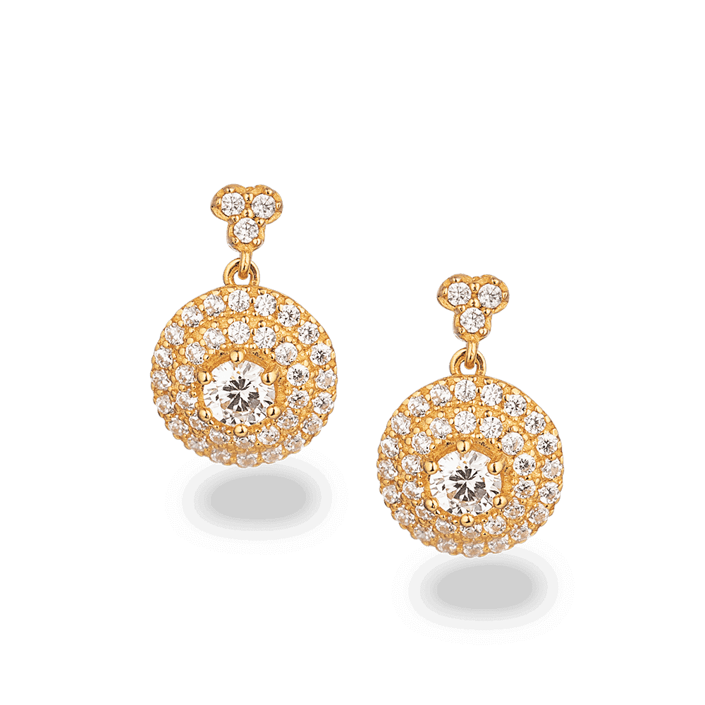 22ct Gold Round CZ Earring 28528 - 22ct Gold Round CZ Earring
