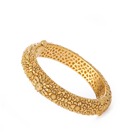 22 Carat Gold Kada With Antique Finish
