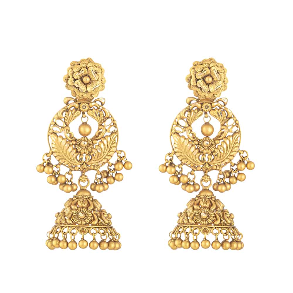 22 Carat Gold Earring With Antique Finish - £2100.00 (SKU:31954)