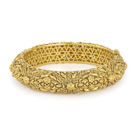 22 Karat Gold Kada With Antique Finish