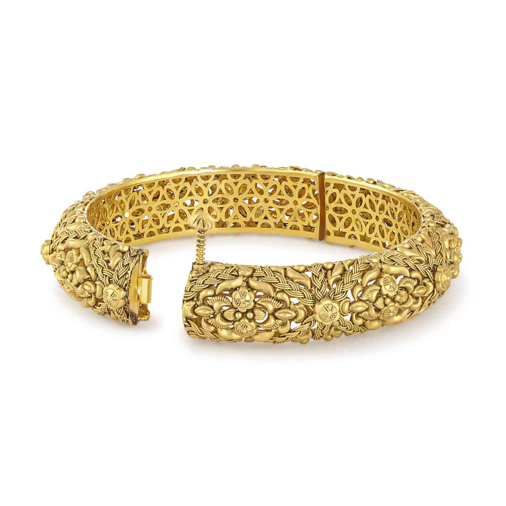 22 Karat Gold Kada With Antique Finish 31951 - 22 Karat Gold Kada With Antique Finish