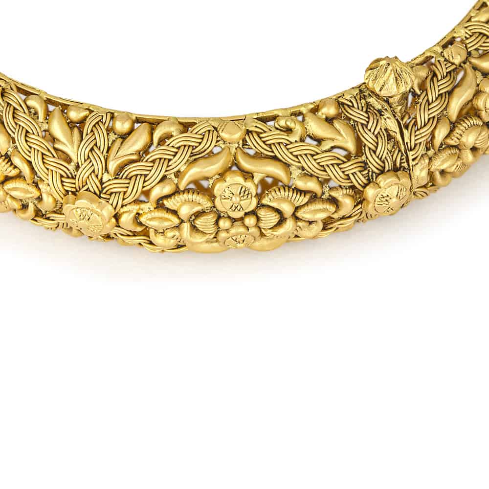 22 Karat Gold Kada With Antique Finish 31951 - 22 Karat Gold Kada With Antique Finish