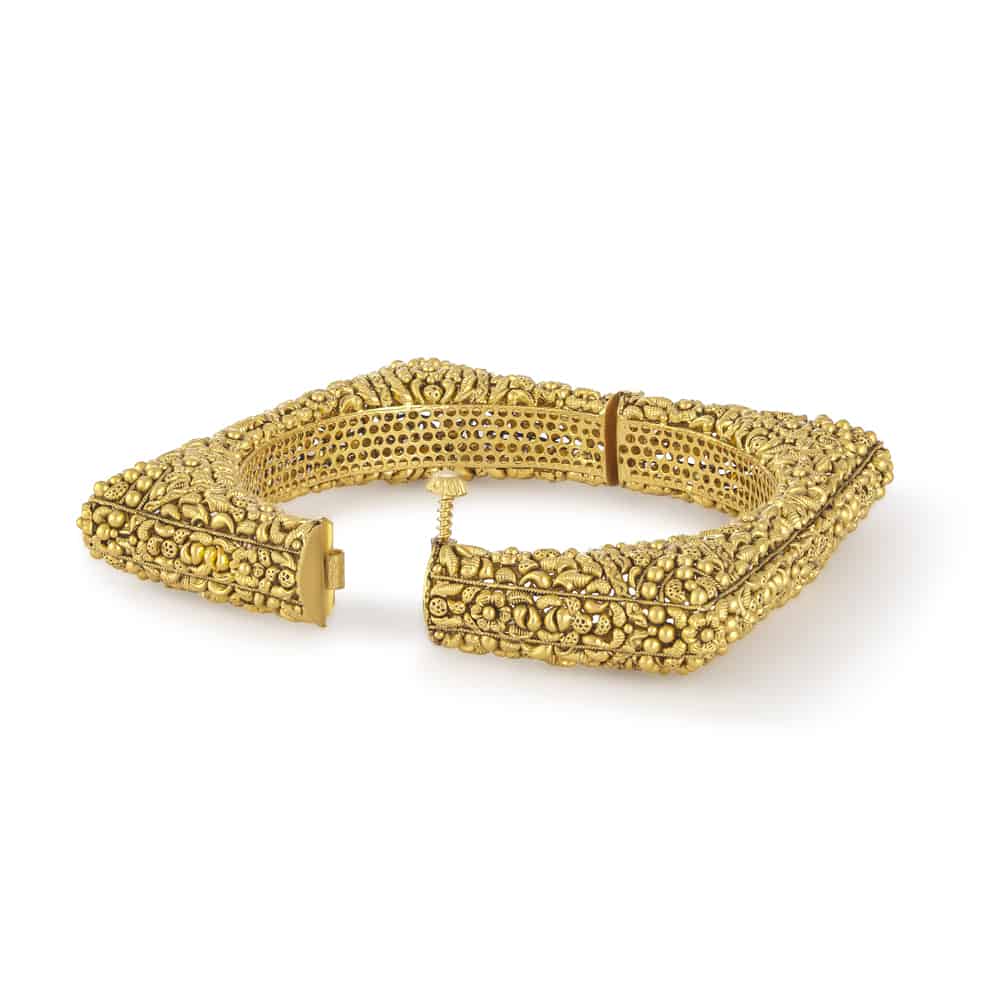 22 Karat Gold Kada With Antique Finish 30916 - 22 Karat Gold Kada With Antique Finish