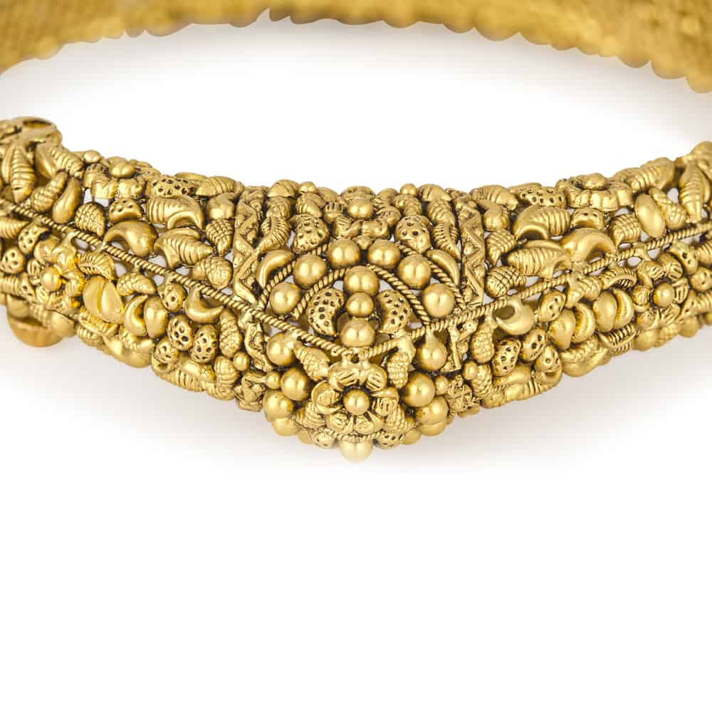 22 Karat Gold Kada With Antique Finish 30916 - 22 Karat Gold Kada With Antique Finish