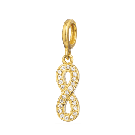 Real Gold Infinity Charm Pendant with CZ Stones