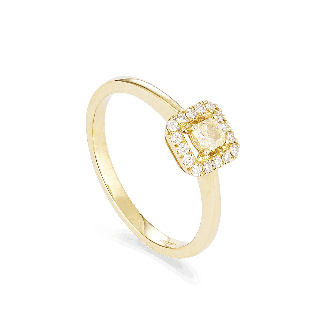 Cushion Cut Diamond Ring In Yellow Gold 28550 - Cushion Cut Diamond Ring In Yellow Gold