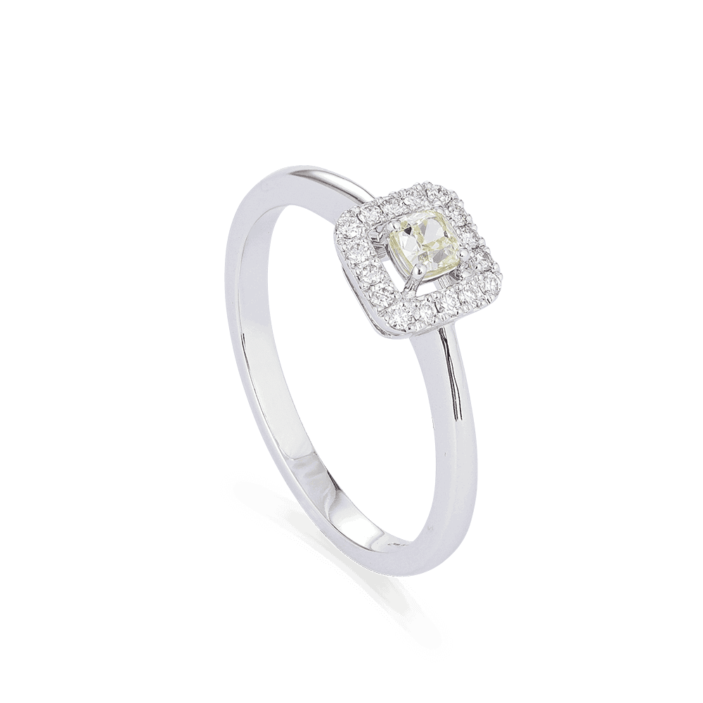 Cushion Cut Diamond Rings In 18kt White Gold 28552 - Cushion Cut Diamond Rings In 18kt White Gold