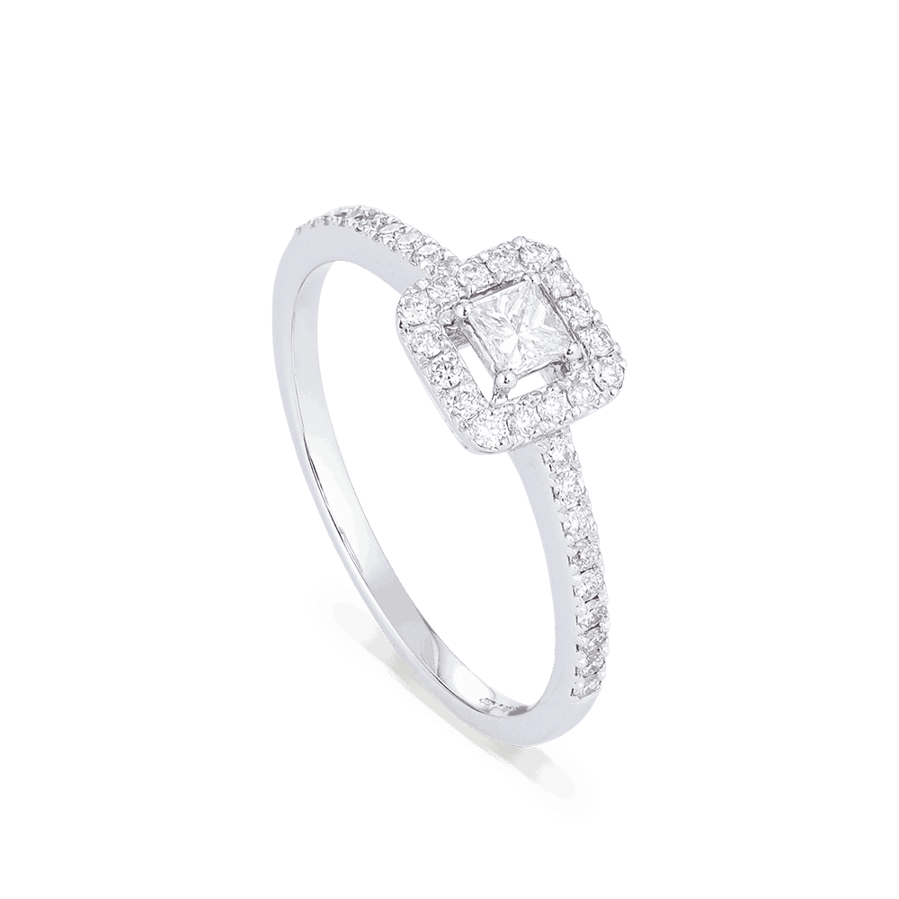 Princess Cut Diamond Ring In White Gold 28567 - Princess Cut Diamond Ring In White Gold