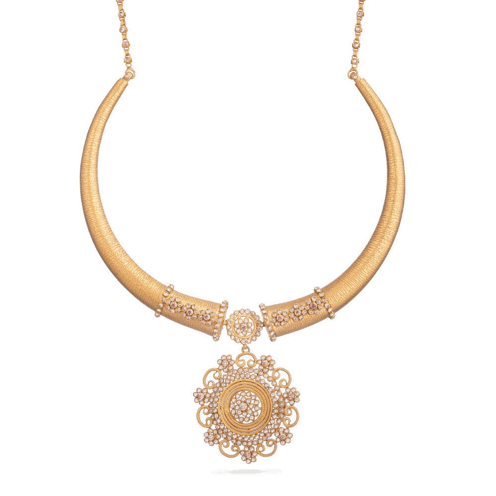 Indian Gold Bridal Necklace Set 28891 - Indian Gold Bridal Necklace Set