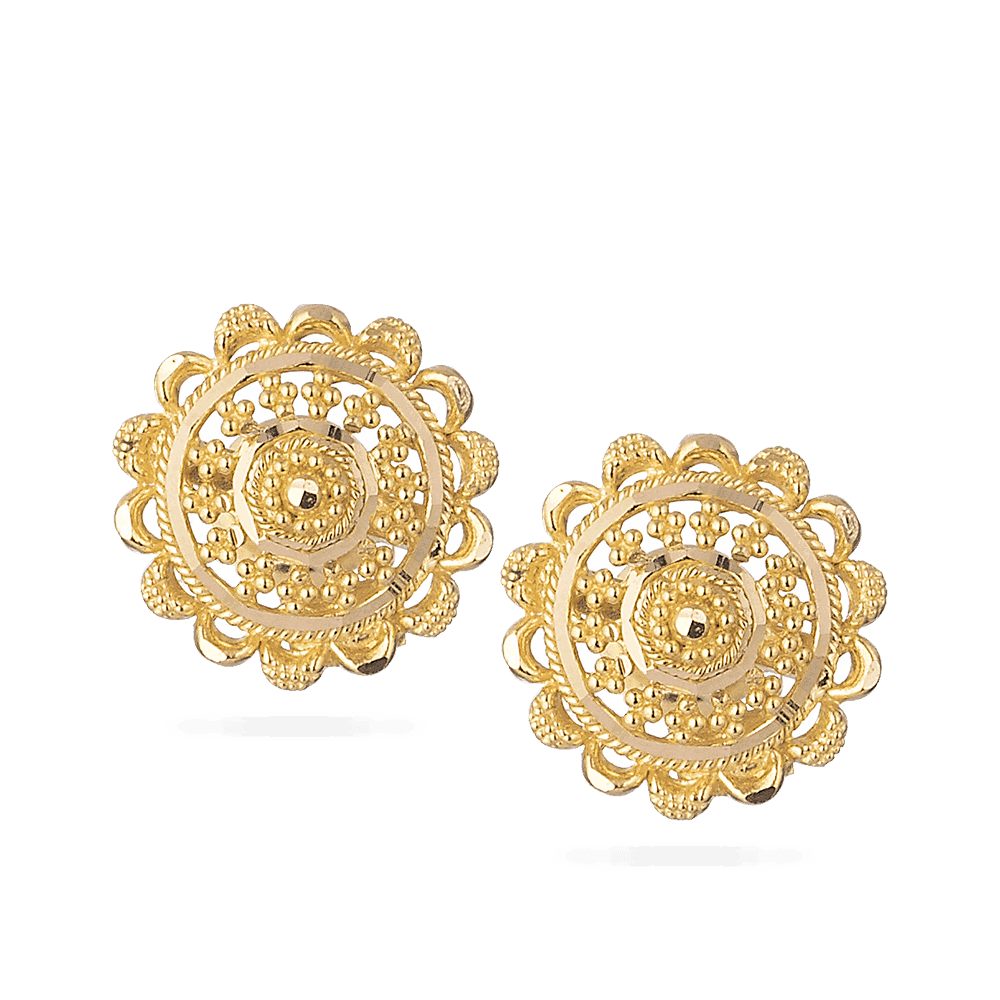 22k Indian Gold Stud Earrings - £315.00.00 (SKU:28676)