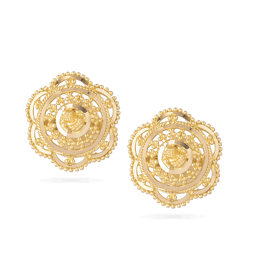 22 Carat Gold Filigree Stud Earrings - £.00 (SKU:28678)