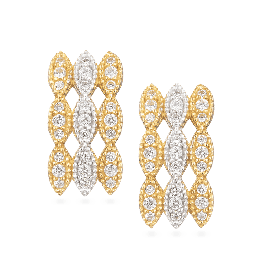 22ct Yellow Gold Earring With Rhodium Finish 30015 - 22ct Yellow Gold Earring With Rhodium Finish