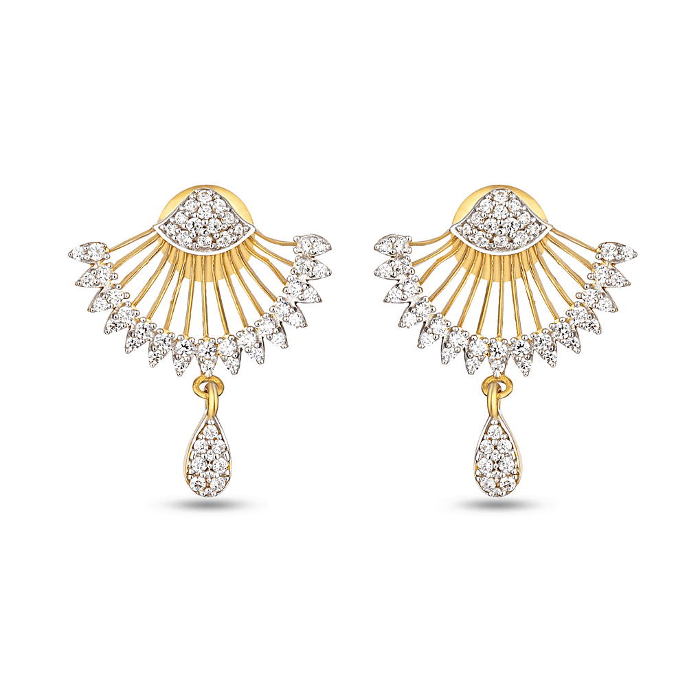 22 Carat Gold Cubic Zirconia Earring 30081 - 22 Carat Gold Cubic Zirconia Earring