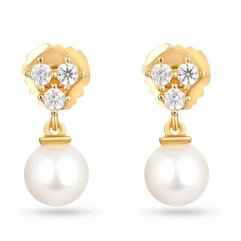 22ct Gold Pearl Drop Earring - £190.00.00 (SKU:30218)