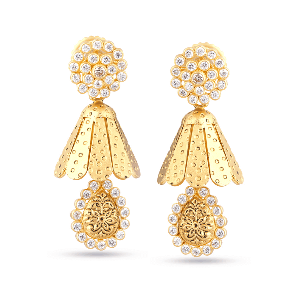 22K Gold Wedding Earring Set 30287 - 22K Gold Wedding Earring Set